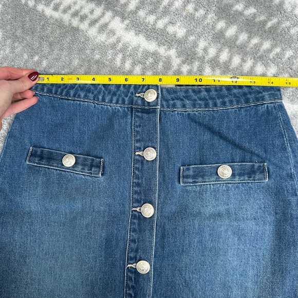 L'AGENCE Kris Blue Button-Front Mini Skirt - Picture 6 of 7